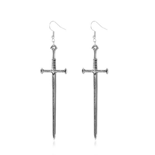 Boucles D'oreilles Épée Dague Épée Couteau Arme Crochet En Acier Inoxydable Argent