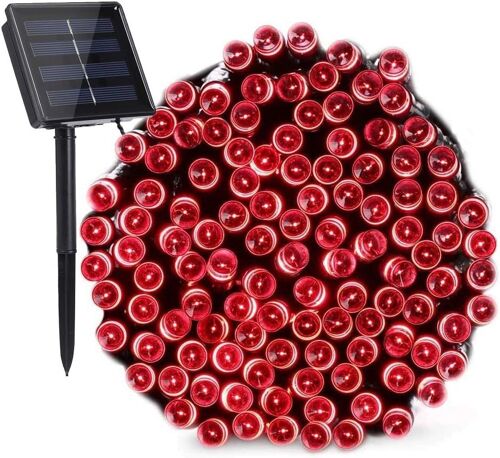 Guirlande Lumineuse Solaire D'halloween, 22,9 M, 200 Led, 8 Modes, Rouge