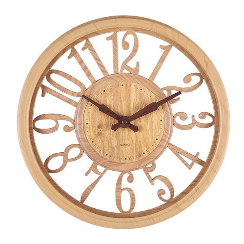 Horloge murale en bois de chêne gris 30,5 cm design original chiffres romains