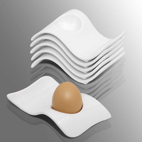 Coquetier En Céramique 13,5 X 8 X 3,5 Cm, 4 Coquetiers, Coquetier Blanc Original Pour Le Petit-Déjeuner Et Le Brunch