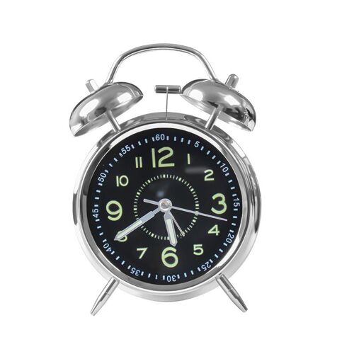 Réveil de chevet silencieux sans tic-tac, structure métallique rétro