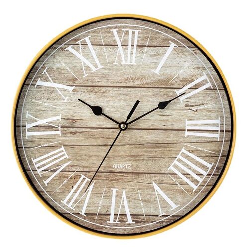 Horloge murale simple imitation bois, silencieuse