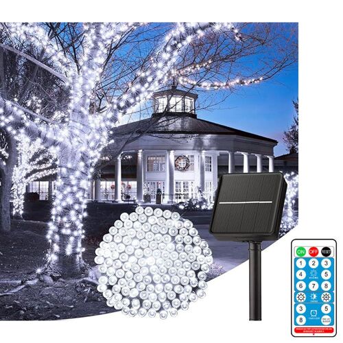 Guirlande Lumineuse Solaire D'halloween Avec Télécommande, 22,9 M, 200 Led, 8 Modes, Rouge, Blanc