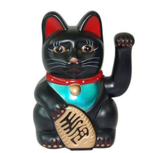 Chat oriental ondulant Maneki Neko Noir