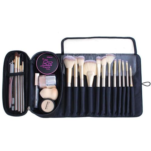 nzqaf-Sac de Rangement pour Pinceau de Maquillage Multifonctionnel - Trousse de Toilette avec Porte-Pinceau à 12 Poches Organisateur de Voyage pour Sac à Main