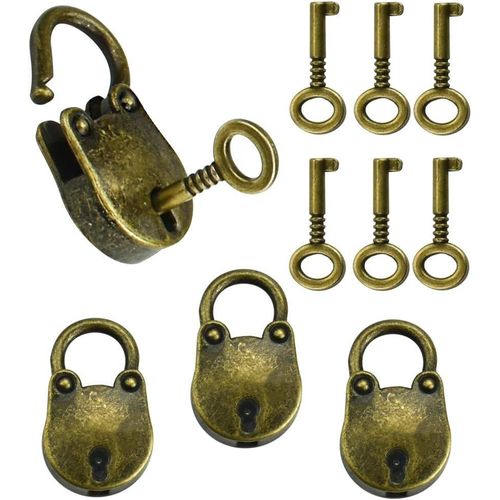 PC Vintage en Alliage de Zinc Cadenas 35 * 21 cm en Forme d'Ours Cadenas Anti-rouille Mini Vintage Lourds Cadenas avec la Touche 6 pour les Petits Bagages Boîte de Valises Casiers à la Maison