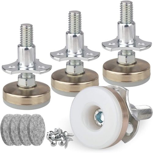 Pack De Lourds Meubles Réglables Pieds De Nivellement Pour Les Tables, Les Chaises Armoires Canapé Élévateurs Soutien 600kg T Écrou Kit De 3/8""-16 Fil De Grande Base Avec 4 Coussinets De Feutre Et 12 Vis