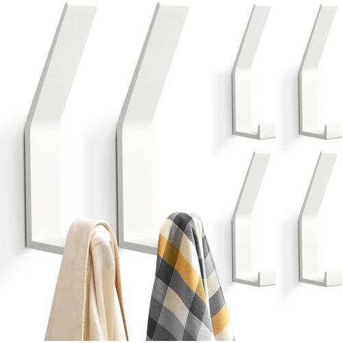 (Blanc) 6 patères modernes pour vestes, manteaux, vêtements, foulards, sacs à main et plus encore