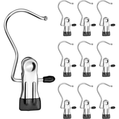 Lot de 10 pinces à linge antidérapantes en métal, rotatives à 360°, pour vêtements, écharpes, chapeaux