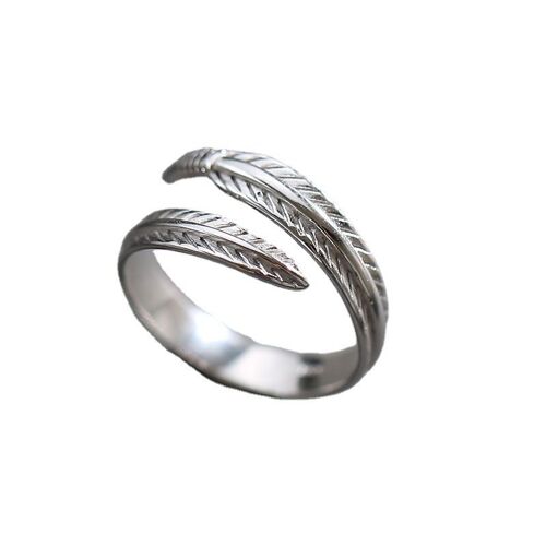 Bague Pour Femme, Ajustable, Plume, Ouverte, Feuilles, Fiançailles, Mariage
