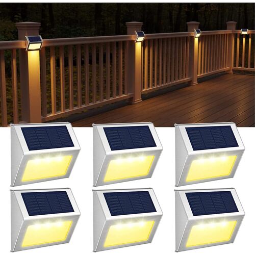 Pack Éclairage Solaire Extérieur (Lumière Chaude), En Acier Inoxydable Solaire, Lampes De Jardin, Imperméable Lumières Décoratives Pour Clôture, Jardin, Escaliers De, Chemin, Terrasse, Véranda, Cour, Devant La Porte, Paysage