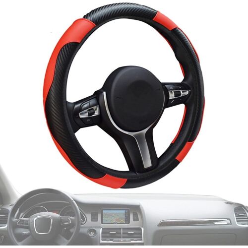 Housse De Volant En Cuir Et Fibre De Carbone, 38 Mm, Noir Et Rouge