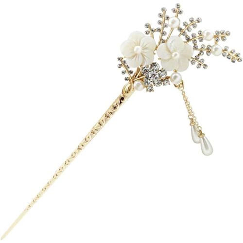 1 Bâton De Cheveux En Strass Et Perles, Style Chinois, Vintage, Pompon, Fait À La Main