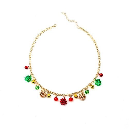 Collier De Noël Coloré Avec Cloches Et Perles Colorées, Cadeau D'anniversaire Pour Enfants, Bijoux De Décoration