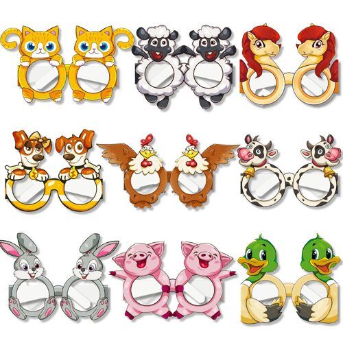 9 décorations de gobelets en papier à motifs d'animaux de la ferme, accessoires de prise de vue amusants pour photomaton de fête