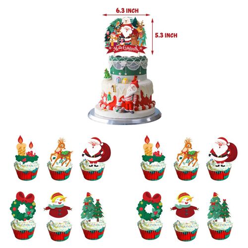 26 Pièces De Décorations De Noël, D'anniversaire Toppers Gâteau, Cupcake, Inserts, Cuit Au Four Dessert Drapeaux Pour Noël, Soirées À Thème.