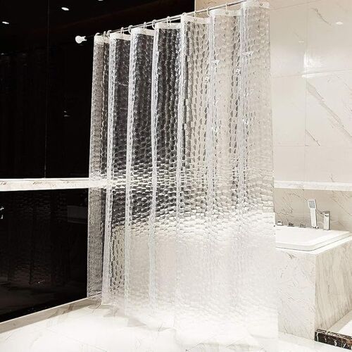 Rideau de douche 3D 200 x 180 cm, rideau de douche semi-transparent anti-moisissure, rideau de douche imperméable Eva