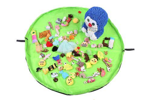 Tapis de jeu pour enfants de 150 cm de diamètre (vert), organiseur de jouets pliable pour bébé, sac de rangement pour enfants de 60 pouces