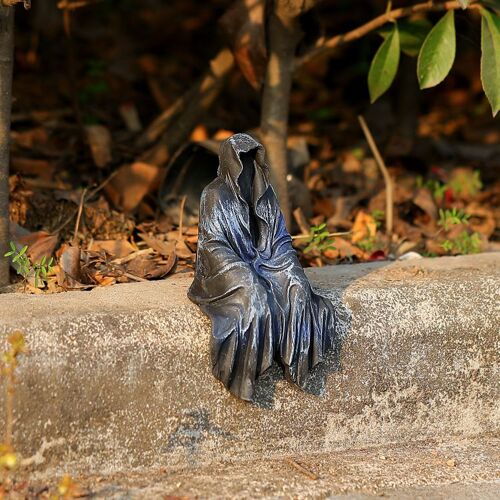 Vêtements noirs Seigneur mystérieux Ornement d'extérieur, Robe noire effrayante Décoration de jardin gothique, Résine artisanale