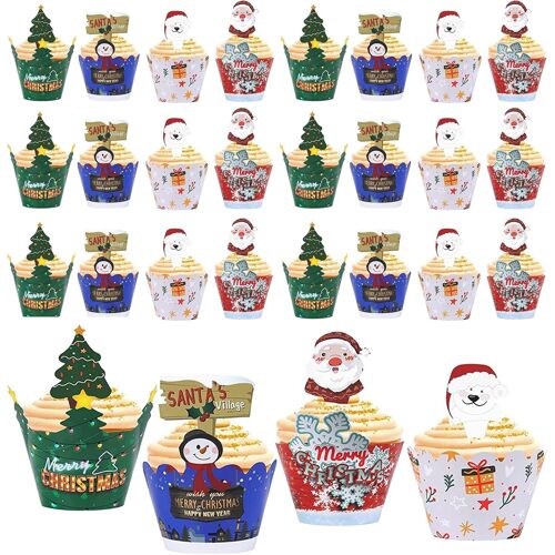 96 décorations de gâteaux de Noël, caissettes à cupcakes, moules à pâtisserie, moules à muffins en papier, fournitures de fête d'anniversaire de mariage