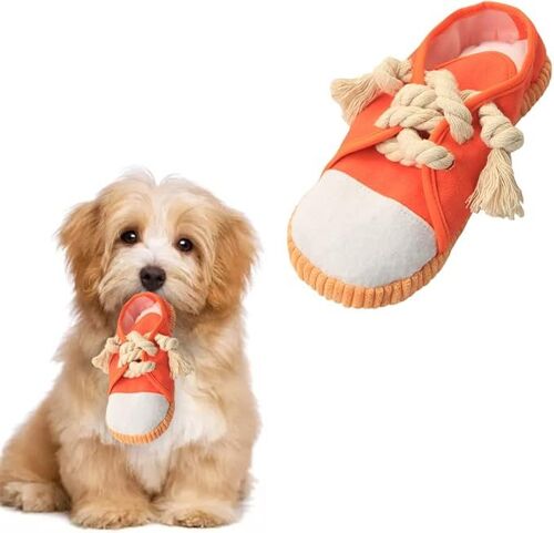 Jouet À Mâcher Pour Chien (Chaussure) - Orange - Jouet Interactif Pour Chien - Jouet Couineur Pour Chien - Lavable En Machine