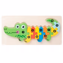 (Crocodile) Puzzles Tridimensionnels En Bois Pour L'éducation Précoce Des Enfants, Blocs De Construction Pour Animaux, Puzzles Cognitifs De La Circulation, Jouets De Développement Intellectuel Pour Bé