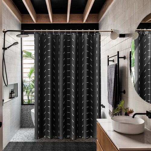Rideau de douche (noir), rideau de douche ferme avec crochet