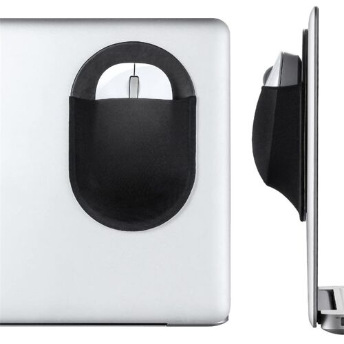 Support de souris universel autocollant (noir) pour souris sans fil, adhésif réutilisable, sans résidus de colle, compatible avec iPad, MacBook et autres modèles d'ordinateurs.