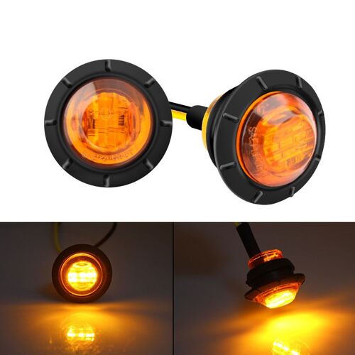 Lot De 2 Feux Latéraux À 3 Led 3/4 Po Pour Camion ¿ Jaune, Feux De Signalisation À Led Pour Camion, Feux Latéraux Pour Bus, 12 V