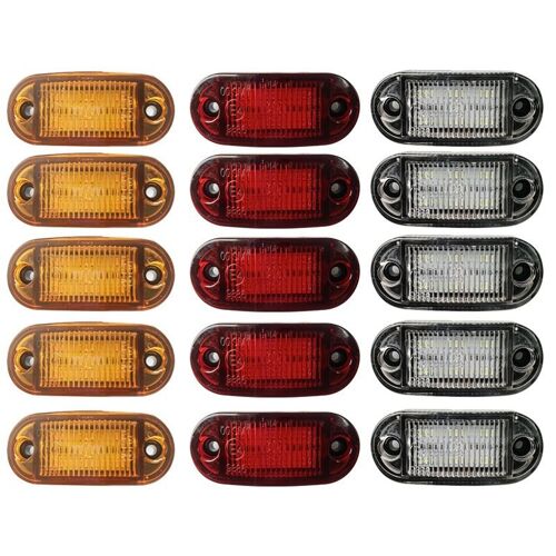 Lot De 15 Feux Latéraux 6lede4 Pour Camionnettes, 3 Couleurs, 12-24 V