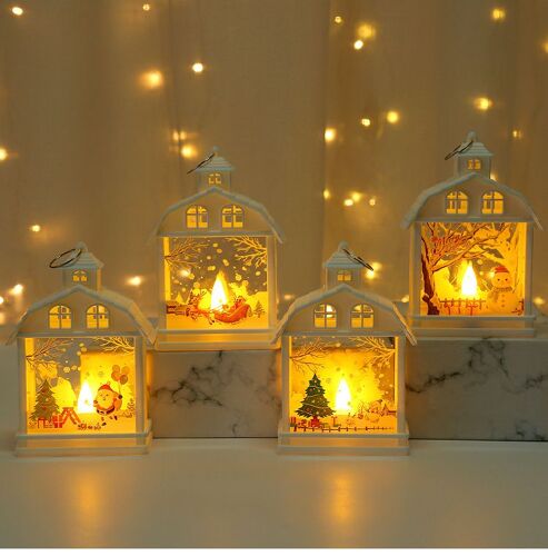 Lanternes De Maison De Noël Créatives - Élans, Décorations Led De Noël, Cadeaux De Réveillon De Noël Pour Sapin De Noël, Décorations De Fenêtres