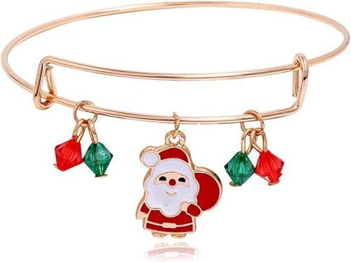 Arbre De Noël Bracelet Extensible, Père Noël, Bonhomme De Neige, Chaussettes, La Canne À Sucre, Boîte-Cadeau, Pendentif Cerf, Réglable En Perles De Cristal, Animal De Noël Bracelet, Action De Grâce, Bijoux, Cadeaux