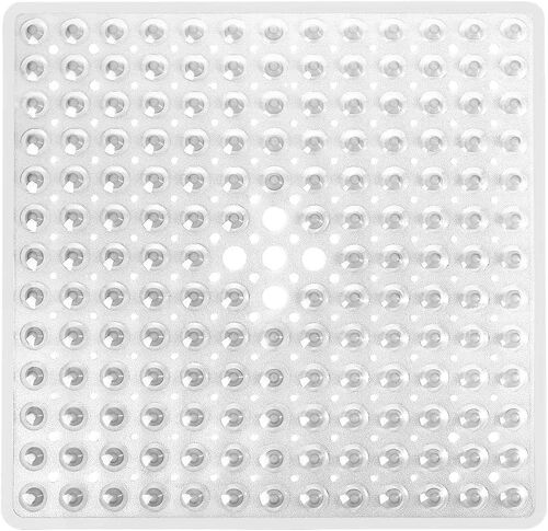 Tapis de bain antidérapant carré avec ventouses (blanc) 53 x 53 cm - Durable et élégant - Tapis de bain antidérapant - Design moderne - Ventouses de haute qualité - Lavable en machine et sans latex