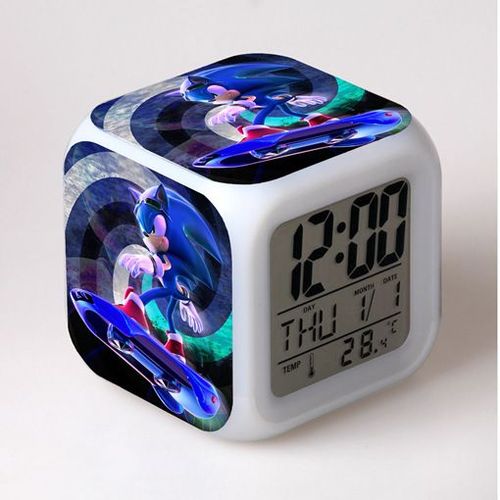 Réveil numérique coloré à couleurs changeantes pour enfants Sonic The Hedgehog (A)