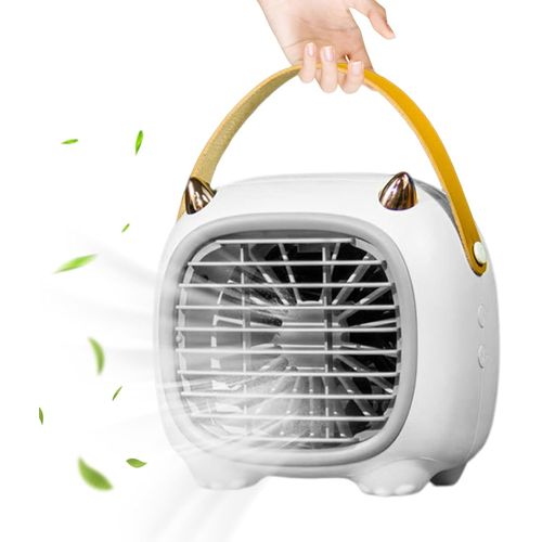 Climatiseur portable à vitesse réglable, USB, avec brumisateur, ventilateur de bureau, mini climatiseur en forme de chat mignon, pour l'été, blanc