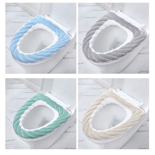 Lot de 4 housses de siège de toilette, coussin de salle de bain doux et chaud, Washa