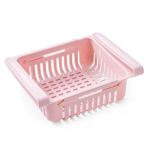 Lot de 2 boîtes de rangement en plastique pour réfrigérateur, organiseur de tiroir réglable pour réfrigérateur et garde-manger (rose)
