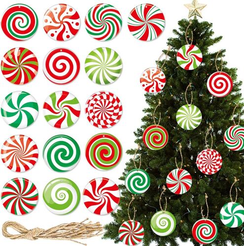 (Classique) 32 Pièces Décorations D'Arbre De Noël Coloré De Bonbons Pendentifs De Noël Suspendus Ornements D'Arbre De Noël De La Corde De La Décoration Intérieur De La Maison Fête De Noël, Décor De Fournitures