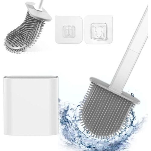Brosse WC flexible en silicone, système de nettoyage des toilettes, toilettes murales