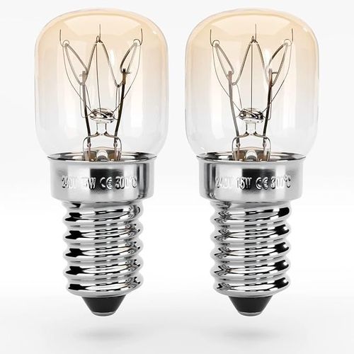 Ampoule de four E14 15W - pack de 2 ampoules de four résistantes à la chaleur jusqu'à 300 degrés - ampoule de four avec capsule T22, 75 lumens et 2700K [Classe énergétique G]