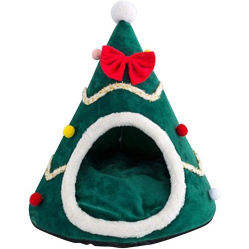 Chat De Noël Trou (Vert-M), Lit Pour Chien, Chat, Litière, Arbre De Noël De La Maison De Lit, Nid Tente