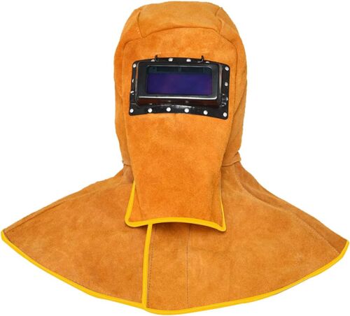 Cagoule de soudeur en cuir de vachette avec protection intégrale
