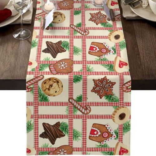 Nappe De Noël - Cracker, 33x180 Cm, Nappe Rectangulaire Nappe Lavable Nappe Antitache Nappe De Noël Pour Pique-Niques, Fêtes De Noël, Décorations De Table