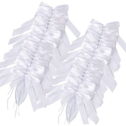 100 Pièces Noeud Voiture Mariage Blanc Décoration de Voiture de Mariage De Mariage Nuds pour Satin Ruban Voiture Mariage pour Mariage Voiture Decoration