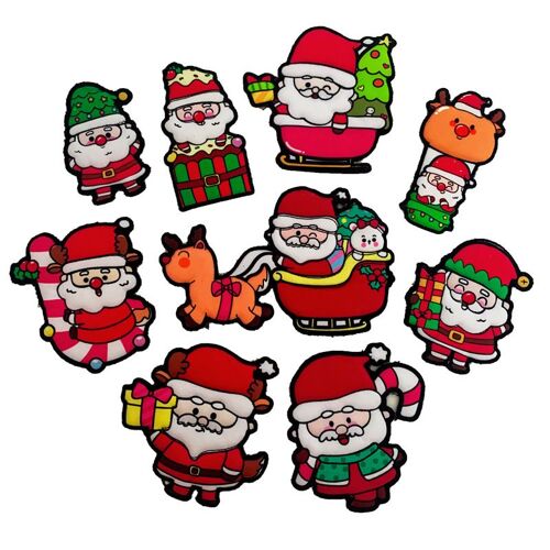 10pcs De Noël Fer Sur Les Patchs Santa Claus Elk Fer-Sur Des Autocollants De Transfert De Chaleur Des Autocollants Pour La Chemise En Tissu De Bricolage De L'artisanat Décoration De Partie