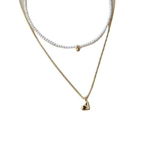 Vintage Perle En Forme De Coeur Collier Mode Tempérament Design Sens Clavicule Chaîne Cou Collier Vent Naturel Collier