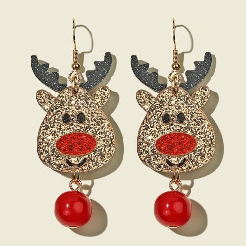 Pack De 2 (7 X 2,5 Cm) De Noël Boucles D'oreilles Crochet De Suspension Bell Accessoires Nouveauté De Rennes Pendentif De Noël Hoop Meilleur Cadeau Pour Les Femmes, Maman Femme, Rennes, Très Pratique Et Populaire