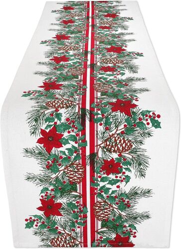 pièce (33X183 cm) Set de table de Noël Set de table rouge et vert Tapis isolant Set de table en tissu du Nouvel An Dessous de verre Décoration photo du Nouvel An