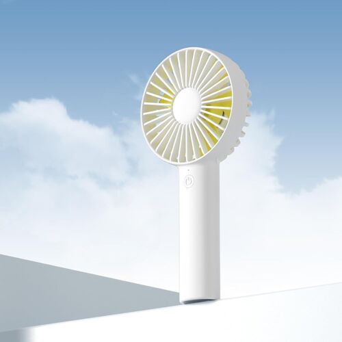Ventilateur de poche, [4500 mAh] Petit ventilateur normal à 3 vitesses, rechargeable par USB, pour l'extérieur, le bureau et les voyages - Blanc