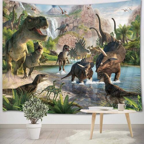Tapisserie murale dinosaure, tenture murale, animal ancien, tissu pour